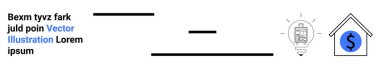 Mobil bankacılık, teknoloji yeniliği, finansal tasarruflar, konut finansmanı, iletişim araçları, yaratıcı fikirler. Cihazı olan ampul, dolar işareti olan ev simgesi. Mobil bankacılık ve finans