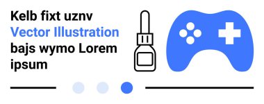 Oyun denetleyici, tamir aracı, metin parçaları ve tasarım elemanları. Oyun, onarım, teknoloji blogları, kullanıcı rehberleri, yaratıcı işaretler, modern posterler için ideal. Basit iniş sayfası.