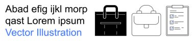 Ofis organizasyonu, görev yönetimi, profesyonel iş akışı, iş araçları, şirket stratejisi, belge incelemesi. Siyah beyaz evrak çantaları ve bir kontrol listesi. Ofis organizasyonu ve görev yönetimi