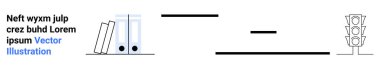Ofis organizasyonu, iş akışı, şehir planlaması, veri görselleştirmesi, kavramsal sanat, tasarım. Bir klasör dosyası koleksiyonu, soyut çizgiler ve bir trafik lambası çizimi. Ofis organizasyonu ve iş akışı