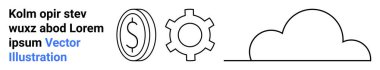 Para, dişli ve bulut simgeleri finans, süreç ve bulut hesaplamasını sembolize ediyor. İdeal iş, ekonomi, yenilik, teknoloji dijital dönüşüm basit iniş sayfası