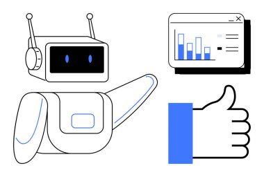 Yapay zeka teknolojisi. Yapay zeka veri analizi ve etkili karar verme mekanizması. Yapay zeka otomasyonu, veri görselleştirmesi ve kullanıcı etkileşimi. İş, teknoloji yeniliği, pazarlama, eğitim ve UX için