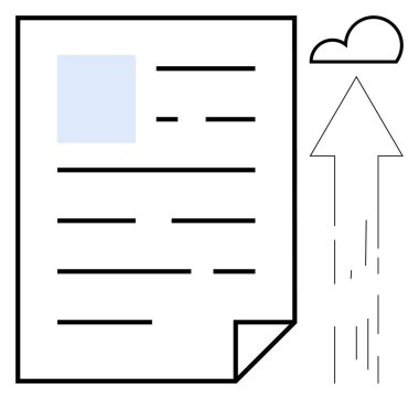 Bulut depolama, dosya paylaşımı, veri transferi, dijital belgeler, çevrimiçi hizmetler, bulut hesaplama. Bulutu gösteren oklu bir belge. Bulut depolama ve dosya paylaşımı