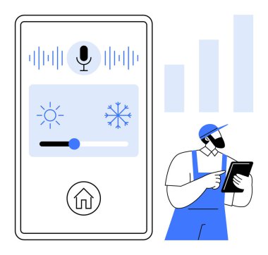 Akıllı ev yönetimi. Akıllı ev sistemleri ses komutları ve uygulama arayüzü ile sıcaklık kontrolünü sağlar. Akıllı ev çözümleri ev otomasyonu, enerji tasarrufu ve ileri IoT ayarlarından faydalanır. Geniş