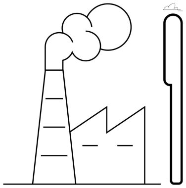 Çevresel etki, endüstriyel emisyonlar, kirlilik kontrolü, hava kalitesi, iklim değişikliği, çevre bilinci. Dumanlı fabrika. Çevresel etki ve endüstriyel emisyon kavramı