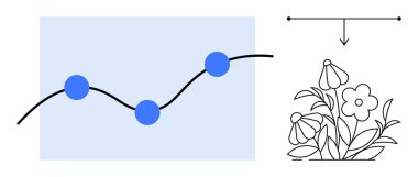 Veri analizleri, sürdürülebilirlik, büyüme eğilimleri, çevresel etki, doğa koruma, iş stratejisi. Verileri gösteren grafik, çiçekli çizimlerin doğanın altını çiziyor. Büyüme eğilimleri