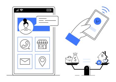Dijital ödeme konsepti. Dijital ödeme çevrimiçi işlemler ve kusursuz iletişim geliştiriyor. Dijital ödemeler finans ve yaşam tarzı hedeflerini dengeliyor. Fintech, aplikasyon, ecommerce, teknoloji için