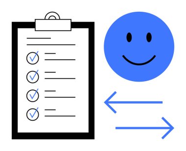 Görev yönetimi konsepti. Üretkenliği yansıtan tamamlanmış ögelerle görev yönetimi kontrol listesi. Görev yönetimi iş akışını, hedef izleme, takım çalışması, proje yönetimi, verimliliği artırıyor