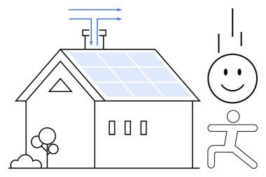 Yenilenebilir enerji kavramı. Sürdürülebilir temiz enerji üzerine güneş panelleri. Yenilenebilir enerji, çevre dostu çözümler ve çevre korumasını teşvik eder. Yeşil teknoloji, iklim hareketi, enerji için