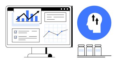 Veri analizi konsepti. Grafikler ve planlar üzerinden veri analizi ekranda. Veri analizleri karar verme mekanizmasına ve kişisel gelişime yardımcı oluyor. İş, eğitim, sağlık, verimlilik için