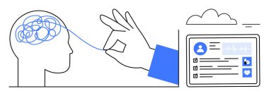 Zihinsel berraklık. Dijital bir profili yönetirken karmaşık bir beyin sürecini basitleştiren bir el. Sorun çözmede, karar vermede ve dijital profil yönetiminde zihinsel berraklık. Mükemmel.