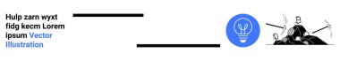 Yenilik, kripto para birimi, engelleme zinciri, veri analizi, madencilik, teknoloji konsepti. Mavi ampul fikirleri ve kripto para madenciliği görüntüleri için siyah araçlar. Yenilik ve kripto para birimi keşfi