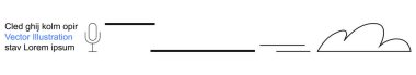 Bulut hesaplama, veri depolama, ses işleme, ses teknolojisi, transkripsiyon hizmetleri, modern iletişim. Mikrofon simgesi çizgiler arasında bir buluta bağlandı. bulut hesaplama ve veri depolama