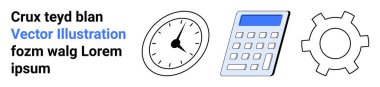 Saat, hesap makinesi ve zamanı, hesaplamayı ve mühendisliği vurgulayan dişli. Üretkenlik, iş akışı optimizasyonu, iş stratejisi, finansal planlama teknoloji yönetimi kavramları için ideal