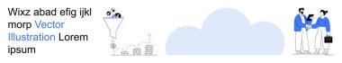 İş stratejisi, veri analizi, takım çalışması, işbirliği, beyin fırtınası, karar verme. Görsel göstergeler bir veri filtresi hunisi ve işi tartışan iki profesyonel gösteriyor. İş stratejisi ve veri analizi