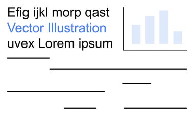 Veri, analitik, şablon, iş aletleri, bilgi tasarımları, sunumlar. Yer tutucu metin ve çubuk grafiği olan soyut bir düzen. Veri oluşturma ve analiz kavramı