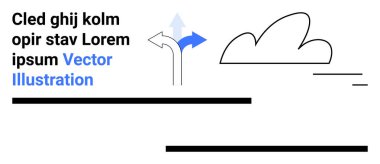 Yönlendirme sistemleri, karar verme, yön bulma, ulaşım planlaması, modern grafikler, kavramsal görselleştirme. Minimalist oklar ve temiz bir arkaplanda bulut tasarımı. Seyrüsefer