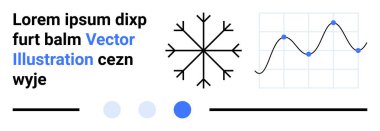 Kar tanesi sembolü, ızgara ile çizgi grafiği, ve temiz bir dizaynda yer tutucu metin. Veri analizi, kış kavramları, minimalizm, sunumlar, teknoloji, eğitim ve basit iniş sayfası için ideal