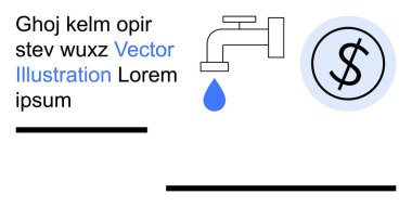Sürdürülebilirlik, maliyet tasarrufu, kaynak yönetimi, çevre, bütçe belirleme, çevre bilinci. Damlayan musluk suyu ve dolar sembolü. Sürdürülebilirlik ve maliyet tasarrufu kavramı