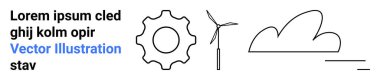 Sürdürülebilirlik, yenilenebilir enerji, teknoloji, yenilik, ekolojik denge, çevresel çözümler. Soyut teçhizat, rüzgar türbini bulut sembolleri çizgi sanatı tarzında. Yenilenebilir enerji ve teknoloji