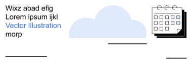 Üretkenlik, bulut depolama, programlama, dijital araçlar, iş akışı planlaması, online şablonlar. Takvim grafiğinin yanında asgari bulut simgesi. Üretkenlik ve bulut depolama kavramı