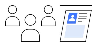 Kullanıcı yönetimi kavramı. Aerodinamik işlevsellik için grup işbirliği ve profil seçimi gösteren kullanıcı yönetim simgeleri. HR, yazılım, takım çalışması, IT ve web için kullanıcı yönetimi görselleri