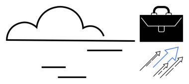 Teknoloji, iş stratejileri, girişimcilik, kariyer büyümesi, veri depolama, ekonomik genişleme. Bulut tasarımı, evrak çantası ve ok büyümesi. Teknoloji ve iş stratejileri kavramı
