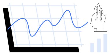 İş büyümesi konsepti. İş araçları grafikleri, zihinsel içgörüleri ve artan veri eğilimlerini göstermektedir. İş stratejileri, analitik, kurumsal kararlar, finans, pazarlama