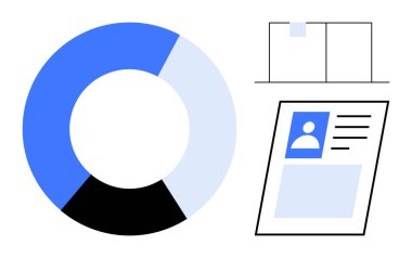 Veri ve kimlik konsepti. Bir pasta grafiği ve kişisel kimlik teşhisi ile veri görselleştirmesi kimlik yönetimi ve analitik gösteriyor. Teknoloji, güvenlik, analiz, araştırma ve biyometri için kullan