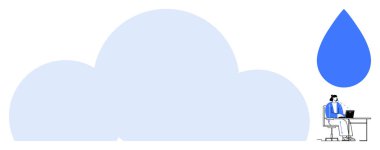 Bulut hesaplama. Teknoloji, veri depolama ve uzak çalışma odaklı bulut bilgisayarının görsel görüntüsü. Bulut hesaplama veri erişilebilirliğini ve verimliliğini düzenler. Teknoloji ve iş için.