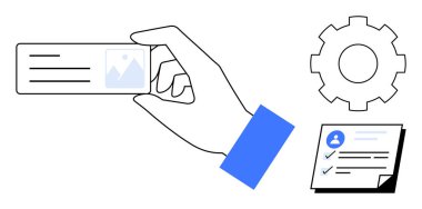 Bir kimlik kartı, ayar teçhizatı ve kullanıcı simgesi doğrulama, kişiselleştirme ve görev tamamlama özellikleri içeren kontrol listesi. Güvenlik, kimlik yönetimi, HR, yazılım doğrulaması için ideal