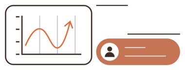 Grafik çizelgesi yukarı doğru, kullanıcı profil kartının yanında dikey ve yatay eksenler. Büyüme, analitik, performans, ilerleme takibi, istatistik ve iş başarısı için ideal. Basit düz metafor