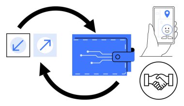 Dijital cüzdan konsepti. Kullanıcı etkileşimi ve finansal teknoloji için dijital cüzdan güvenli işlemler. Dijital cüzdan, modern online ödemeleri mümkün kılıyor. Fintech, e-ticaret, mobil uygulamalar, güvenli
