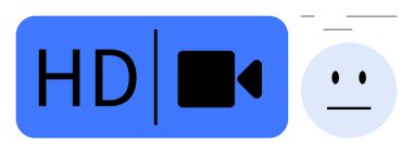 Yayın hizmetleri, video kalitesi, çevrimiçi medya, yüksek çözünürlük, dijital içerik, teknoloji kullanımı. Video kamera ikonlu HD logosu ve hareket çizgileri olan minimalist bir yüz. Akış hizmetleri