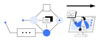 Veri akışı otomasyonu. İş akışı otomasyon süreçlerini geliştirmek için veri düğümlerinin güçlendirilmiş bağlantıları. Veri akışı analitiği, verimliliği ve verimliliği arttırıyor. İş, teknoloji, analiz için.