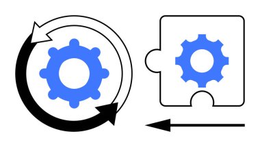 İşlem entegrasyonu. Teçhizat ve bulmaca simgeleri, iş akışı, optimizasyon ve işbirliği ile bütünleşme süreci. İş sistemleri, verimlilik ve çözümler için süreç entegrasyonu. Geniş takım