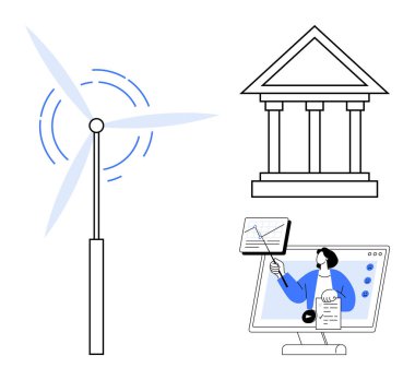 Yenilenebilir enerji. Rüzgar türbininin yanı sıra e-öğrenme ve hükümet direklerinin yenilenebilir enerjisi. Eğitim ve sürdürülebilirlikte yenilenebilir enerji. Yeşil teknoloji, eğitim araçları ve politika için kullan