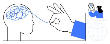 Zihinsel berraklık kavramı. Zihinsel berraklık çözülen beyin iplikleri ve odaklanmış muayene yoluyla. Zihinsel berraklık problem çözmeyi ve karar vermeyi geliştirir. Akıl sağlığı ve psikoloji için.