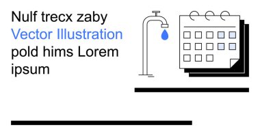 Su tasarrufu, zaman yönetimi, programlama, sürdürülebilirlik planlaması, günlük rutinler, çevresel farkındalık. Bir musluk, bir damlacık ve bir takvim. Suyun korunumu ve takvimi