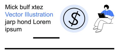 Finans, çevrimiçi işlemler, e-ticaret, uzaktan çalışma, teknoloji, dijital ekonomi. Dizüstü bilgisayarı olan birinin yanında dolar sembolü. Finans ve çevrimiçi işlemler kavramı