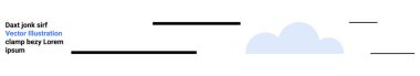 Grafik tasarımı, web gelişimi, dijital yerleşim, içerik organizasyonu, aralık kavramları, veri görselleştirmesi. Siyah yatay çizgileri olan açık mavi bulut. Grafik tasarım ve web geliştirme kavramı