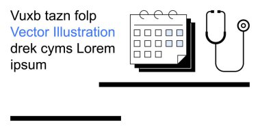 Randevu programı, tıbbi planlama, sağlık koordinasyonu, zaman yönetimi, hastane iş akışı, hasta bakımı. Minimalist takvim ve steteskop ikonu. Randevu çizelgesi ve sağlık