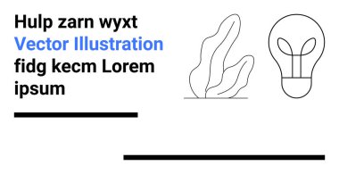 Yaratıcılık, yenilik, tasarım, beyin fırtınası, modern sanat, minimalizm. Çizgi çizilmiş bir ampul ve minimalist bir kompozisyonda siyah ve beyaz olarak soyut bitki elementleri. Yaratıcılık ve yenilik