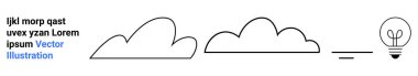 Yaratıcılık, yenilik, beyin fırtınası, problem çözme, ilham, minimalizm. Bir ampule bağlı iki çizilmiş bulut. Yaratıcılık ve yenilik kavramı
