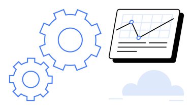 Veri tablosunda analitik, optimizasyon ve süreçleri temsil eden bir grafik var. İş, teknoloji, iş akışı, veri yönetimi, verimlilik geliştirme için ideal. Basit bir daire.