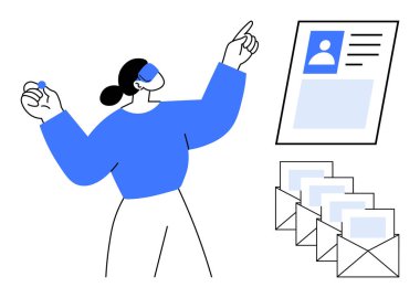 Dijital iletişim konsepti. Dijital profiller çevrimiçi iletişim, güvenli mesajlaşma ve sorunsuz kullanıcı profilleri entegre ediliyor. Ağ, kimlik ve modern iletişim için dijital iletişim