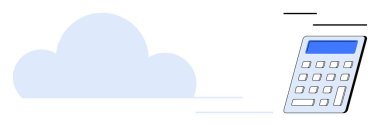 Bulut hesaplama, dijital teknoloji, finans araçları, veri depolama, iş yönetimi, çevrimiçi hizmetler. Hızlı hareket eden bir hesap makinesinin yanında bir bulut dijital finansal hesaplamaları simgeler. Bulut