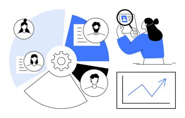 İşe alım süreci. Profil, belge ve analitik araçlarla çizilmiş işe alım. İşe alım yeteneği anlamayı güçlendirir ve organizasyonel büyümeyi tetikler. İK, analiz ve işe alım için