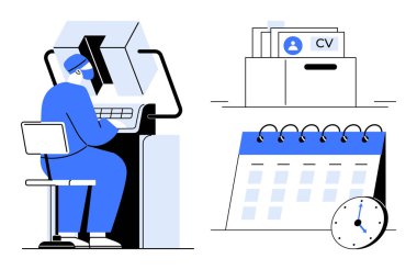 İşe alım süreci. Dijital özgeçmiş taraması, iş başvuruları, aday değerlendirmeleri ve görüşme tarihleri. İnsan Kaynakları için işe alım müdürü, kariyer platformları, iş gücü.