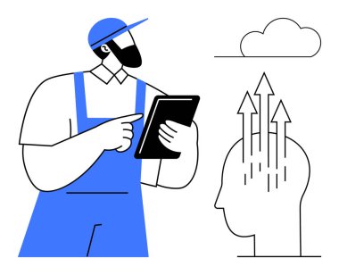 Dijital iş akışı konsepti. Dijital araçlar, çalışma alanlarındaki süreçleri ve yenilikleri düzene sokar. Dijital teknoloji verimliliği arttırır ve yaratıcılığı teşvik eder. Teknoloji, verimlilik, eğitim için